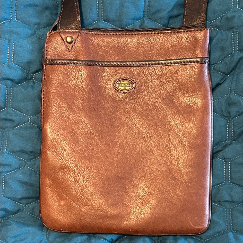 Fossil Brown Leather Crossbody Bag
